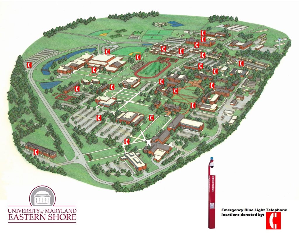 Eastern University Campus Map Emergency Phone Campus Map | University Of Maryland Eastern Shore